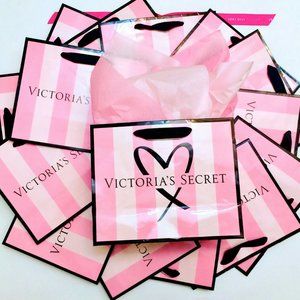 Victorias Secret Pink Stripe Logo 10 Med Paper Bag